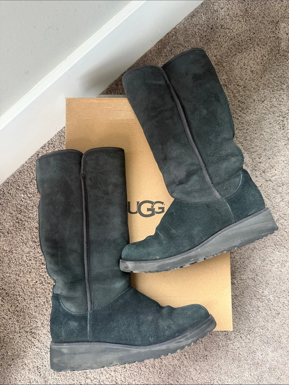 UGG Black Tall Suede Women's Knee Boots